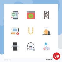 Pack of 9 Modern Flat Colors Signs and Symbols for Web Print Media such as beauty claim biology report genetic Editable Vector Design Elements