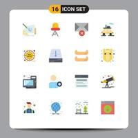 Group of 16 Flat Colors Signs and Symbols for friday target delete vehicle sports Editable Pack of Creative Vector Design Elements