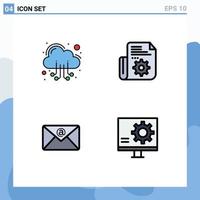 4 Creative Icons Modern Signs and Symbols of cloud inbox web setting bug Editable Vector Design Elements