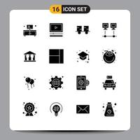 16 Universal Solid Glyphs Set for Web and Mobile Applications bank net fork truck devices computers Editable Vector Design Elements