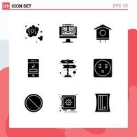 User Interface Pack of 9 Basic Solid Glyphs of directions phone house missed arrows Editable Vector Design Elements