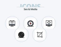 seo y medios de comunicación línea lleno icono paquete 5 5 icono diseño. micrófono. audio. medios de comunicación. sitio web. mejoramiento vector