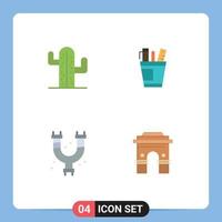 Flat Icon Pack of 4 Universal Symbols of cactus supply american office mechanical Editable Vector Design Elements