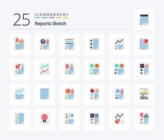 Reports Sketch 25 Flat Color icon pack including four. data. report. report. page vector