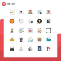 Universal Icon Symbols Group of 25 Modern Flat Colors of view file chair editing document Editable Vector Design Elements
