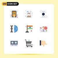 9 User Interface Flat Color Pack of modern Signs and Symbols of plan international box global shipping Editable Vector Design Elements