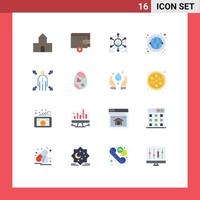 User Interface Pack of 16 Basic Flat Colors of man worldwide user network communication Editable Pack of Creative Vector Design Elements