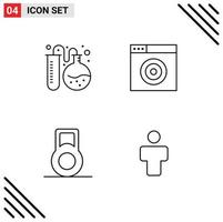 Line Pack of 4 Universal Symbols of lab male education target profile Editable Vector Design Elements