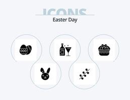 Easter Glyph Icon Pack 5 Icon Design. egg. basket. egg. easter. glass vector