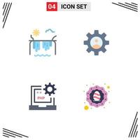 Set of 4 Modern UI Icons Symbols Signs for mountains coding canada profile development Editable Vector Design Elements