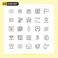 25 Universal Line Signs Symbols of ui basic cookie user interface Editable Vector Design Elements