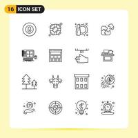 Set of 16 Vector Outlines on Grid for success match beauty jigsaw puzzle Editable Vector Design Elements