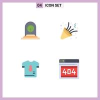 Modern Set of 4 Flat Icons Pictograph of growth football tree celebrate player Editable Vector Design Elements