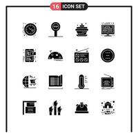 Pictogram Set of 16 Simple Solid Glyphs of social report birthday website design web page Editable Vector Design Elements