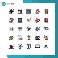 25 Thematic Vector Filled line Flat Colors and Editable Symbols of cost party browser pin location Editable Vector Design Elements