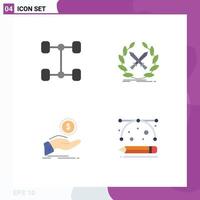 Group of 4 Flat Icons Signs and Symbols for automobile debt emblem swords loan Editable Vector Design Elements