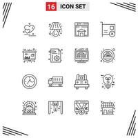 Pictogram Set of 16 Simple Outlines of pci devices sell computers website Editable Vector Design Elements