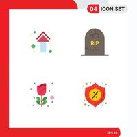 4 User Interface Flat Icon Pack of modern Signs and Symbols of arrow halloween direction grave mardi gras Editable Vector Design Elements