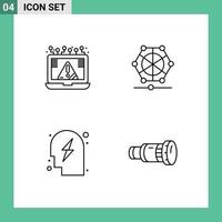 4 Line concept for Websites Mobile and Apps connection head notice learning strategy Editable Vector Design Elements
