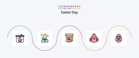 Easter Line Filled Flat 5 Icon Pack Including happy. easter. preacher. chicken. holiday vector