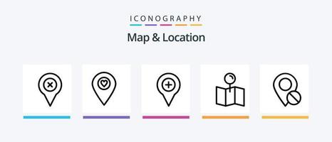 Map and Location Line 5 Icon Pack Including pin. map. pointer. location. settings. Creative Icons Design vector