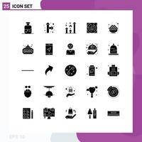 Group of 25 Modern Solid Glyphs Set for bowl strategy success labyrinth maze Editable Vector Design Elements