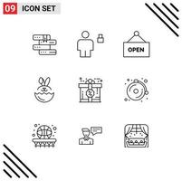 Stock Vector Icon Pack of 9 Line Signs and Symbols for discount bonus padlock easter egg Editable Vector Design Elements