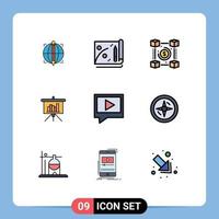 Universal Icon Symbols Group of 9 Modern Filledline Flat Colors of chat report currency powerpoint presentation Editable Vector Design Elements