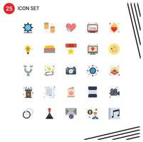 Stock Vector Icon Pack of 25 Line Signs and Symbols for display computer clock share computer plus Editable Vector Design Elements