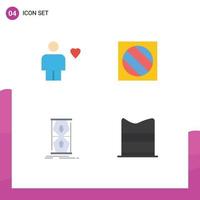 Pack of 4 Modern Flat Icons Signs and Symbols for Web Print Media such as avatar access heart editing early Editable Vector Design Elements