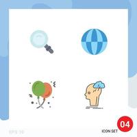 Pack of 4 creative Flat Icons of find balloon glass globe celebration Editable Vector Design Elements