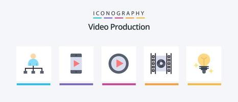 vídeo producción plano 5 5 icono paquete incluso ligero. multimedia. multimedia. película. película. creativo íconos diseño vector