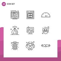 Set of 9 Commercial Outlines pack for monitore computer software spa incense Editable Vector Design Elements