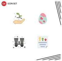 User Interface Pack of 4 Basic Flat Icons of business startup binocular leaf easter search Editable Vector Design Elements