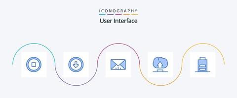 User Interface Blue 5 Icon Pack Including user. interface. interface. battery. upload vector