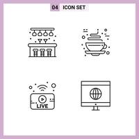 4 Creative Icons Modern Signs and Symbols of city live chocolate hot computer Editable Vector Design Elements