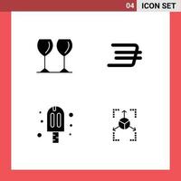 Pictogram Set of 4 Simple Solid Glyphs of glass ice hotel crypto currency prototype Editable Vector Design Elements