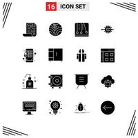 16 User Interface Solid Glyph Pack of modern Signs and Symbols of lock production mechanics gear design Editable Vector Design Elements