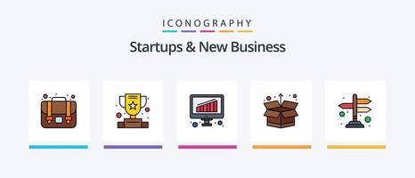 Startups And New Business Line Filled 5 Icon Pack Including . graph. path. analysis. target. Creative Icons Design vector
