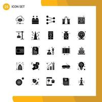 Group of 25 Modern Solid Glyphs Set for access politician person election debate Editable Vector Design Elements