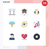 9 User Interface Flat Color Pack of modern Signs and Symbols of appraisal creative locked cloud medical Editable Vector Design Elements