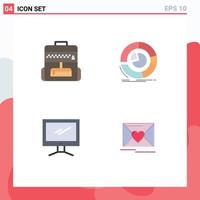 4 Thematic Vector Flat Icons and Editable Symbols of bag monitor analysis diagram imac Editable Vector Design Elements