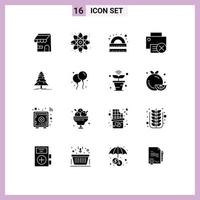 Group of 16 Solid Glyphs Signs and Symbols for tree hardware geometry gadget computers Editable Vector Design Elements