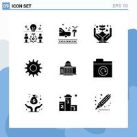 9 Creative Icons Modern Signs and Symbols of america setting crash gear plant Editable Vector Design Elements