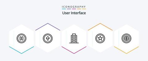 User Interface 25 Line icon pack including user. interface. battery. globe. interface vector