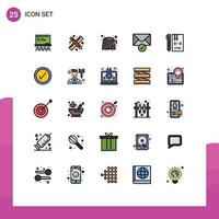 Group of 25 Filled line Flat Colors Signs and Symbols for development coding pollution code sent Editable Vector Design Elements