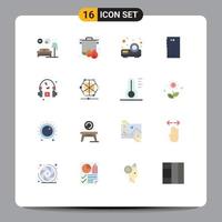 Group of 16 Modern Flat Colors Set for hobby back beamer camera smart phone Editable Pack of Creative Vector Design Elements