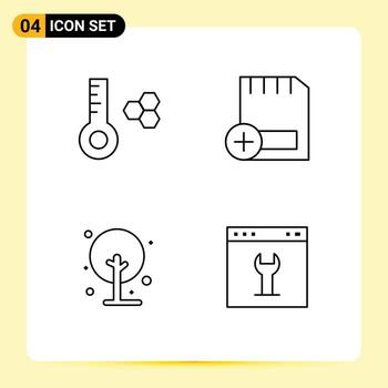 conjunto de 4 4 moderno ui íconos símbolos señales para temperatura agricultura añadir dispositivos pequeño editable vector diseño elementos