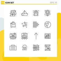 16 User Interface Outline Pack of modern Signs and Symbols of light energy vehicles clock gingerbread man Editable Vector Design Elements