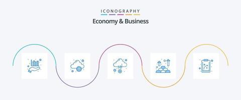 economía y negocio azul 5 5 icono paquete incluso plan. nube. dinero. Finanzas vector